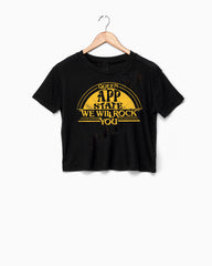 Queen App State Will Rock You Black Cropped Tee - shoplivylu