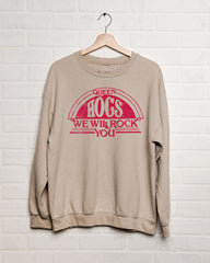 Queen Razorbacks Will Rock You Sand Thrifted Sweatshirt - shoplivylu