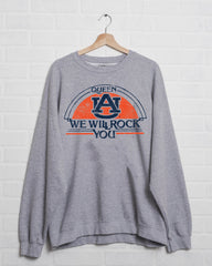 Queen Auburn Tigers Will Rock You Gray Thrifted Sweatshirt - shoplivylu