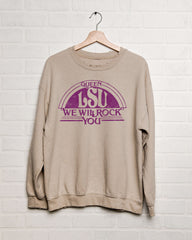 Queen LSU Tigers Will Rock You Sand Thrifted Sweatshirt - shoplivylu
