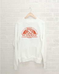 Queen OSU Cowboys Will Rock You White Thrifted Sweatshirt - shoplivylu