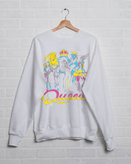 Queen On Stage Puff White Thrifted Sweatshirt - shoplivylu