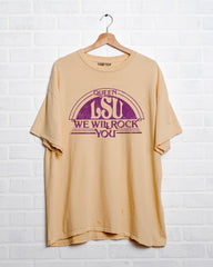Queen LSU Tigers Will Rock You Yellow Thrifted Tee - shoplivylu
