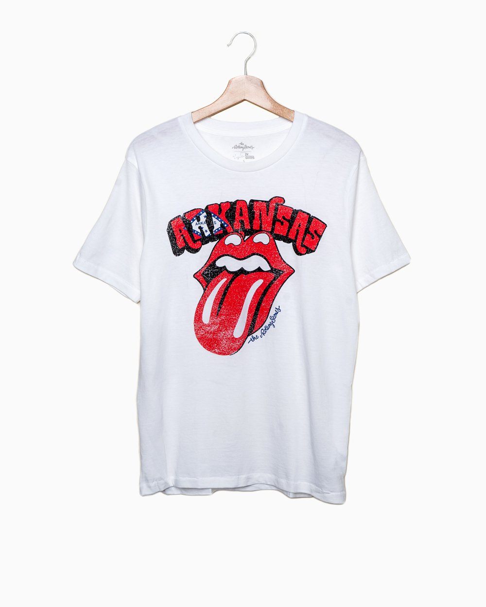 Rolling Stones Arkansas Flag Rocker White Tee - shoplivylu