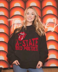 Rolling Stones Arkansas State Red Wolves Dazed Black Oversized Crew Sweatshirt