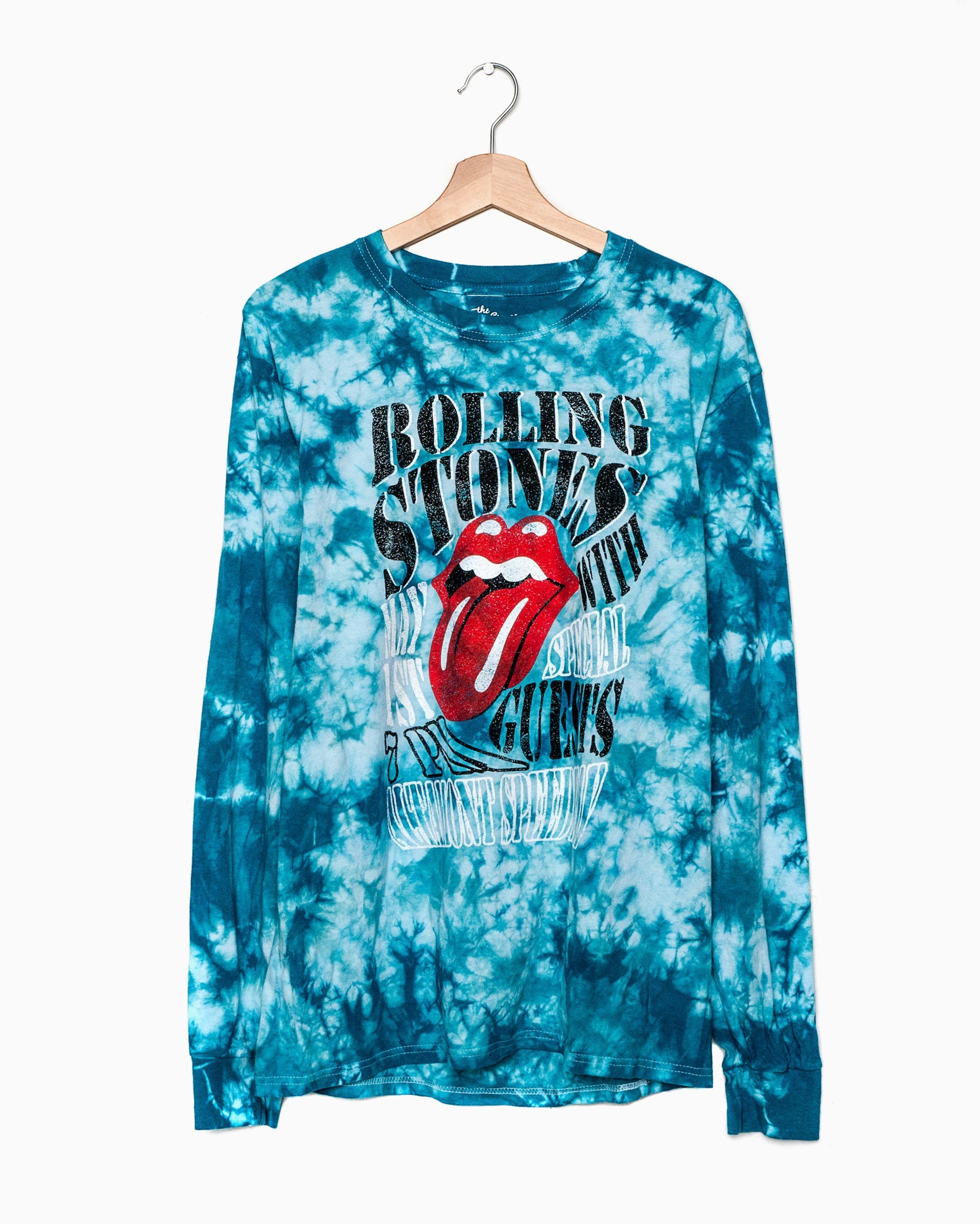 Rolling Stones Altamont Speedway Teal Cloud Tie Dye Long Sleeve Tee (FINAL SALE) - shoplivylu
