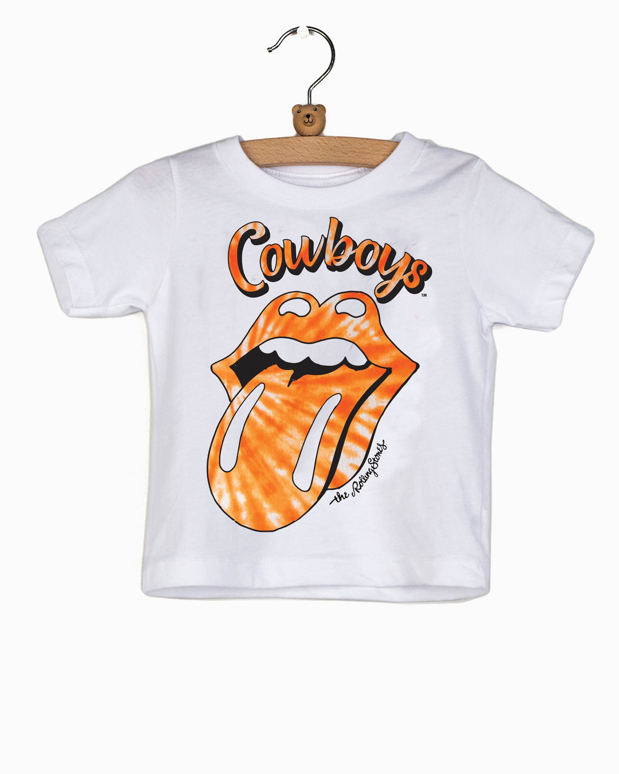 Children's Rolling Stones Cowboys Tie Dye Lick White Tee (4607685754983)
