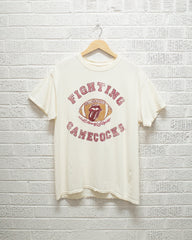Rolling Stones Fighting Gamecocks Football Lick Off White Thrifted Tee - shoplivylu