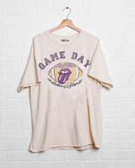 Rolling Stones Gameday (purple) Football Lick Off White Thrifted Tee - shoplivylu