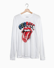 Rolling Stones Georgia Flag Rocker White Long Sleeve Tee - shoplivylu