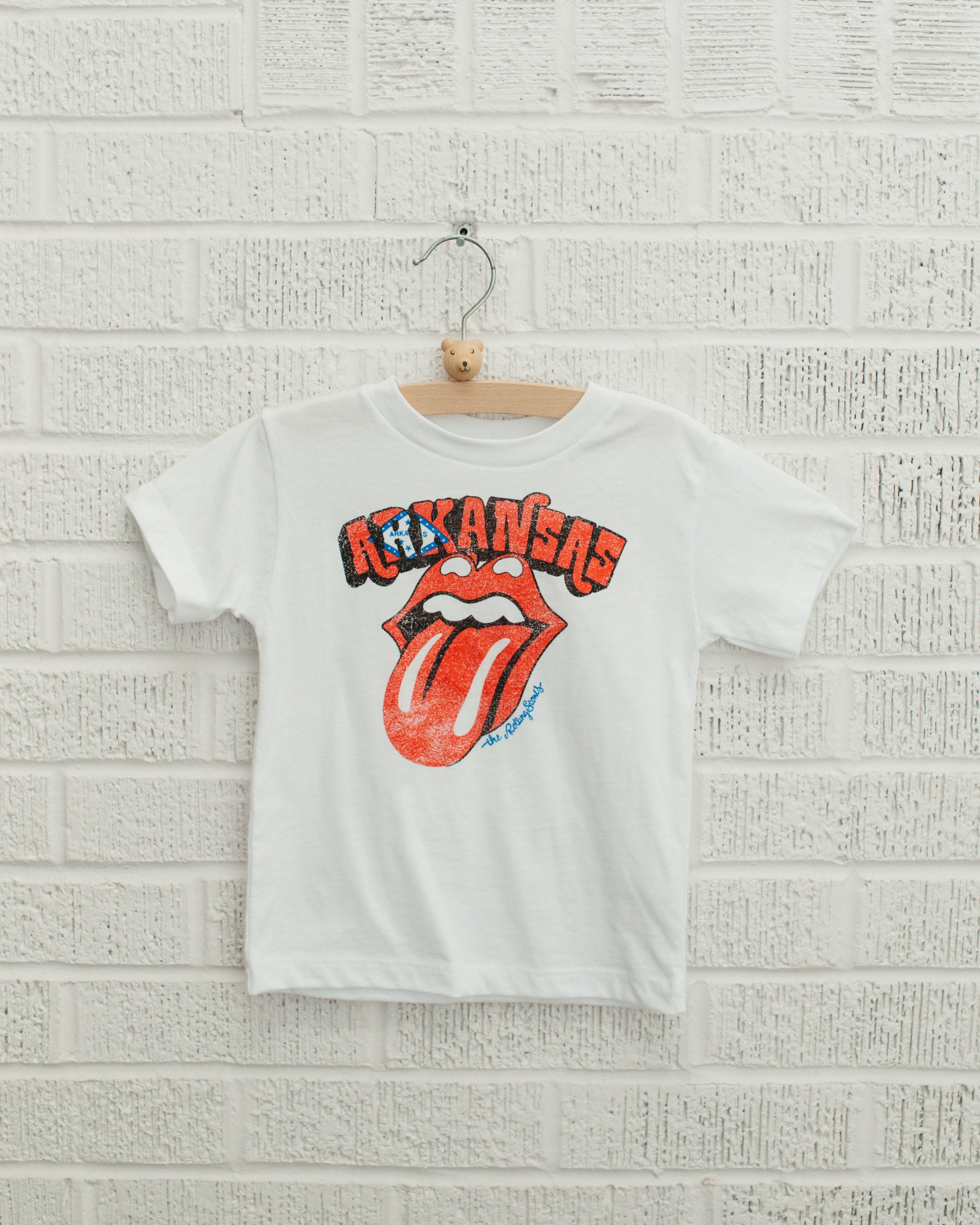 Children's Rolling Stones Arkansas Flag Rocker White Tee - shoplivylu