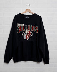 Rolling Stones MSU Bulldogs Baseball Diamond Black Thrifted Sweatshirt - shoplivylu
