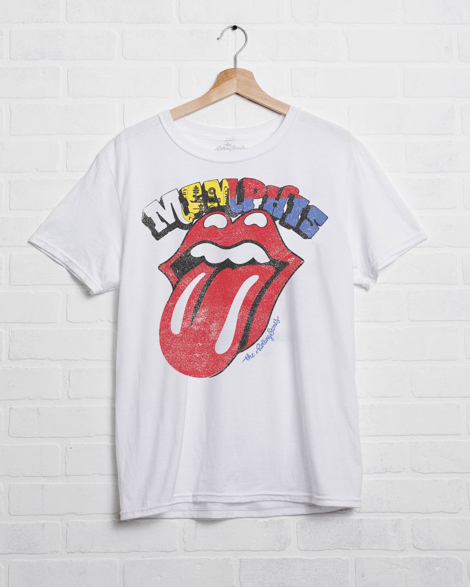 *PRE-ORDER* Rolling Stones Memphis Flag Rocker White Tee - shoplivylu