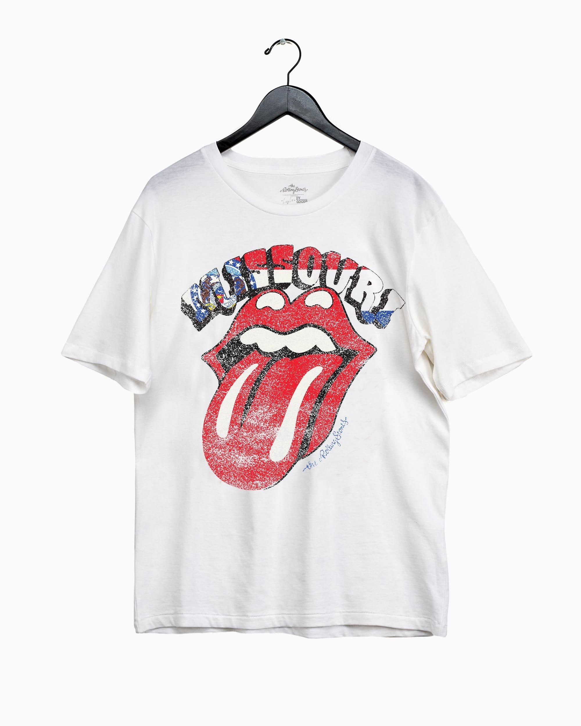 Rolling Stones Missouri Flag Rocker White Tee - shoplivylu