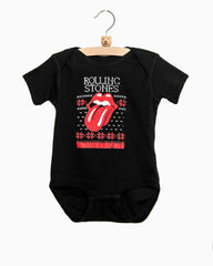 Children's Rolling Stones Norway Sweater Lick Black Onesie - shoplivylu