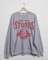 Rolling Stones OU College Gray Thrifted Sweatshirt - shoplivylu