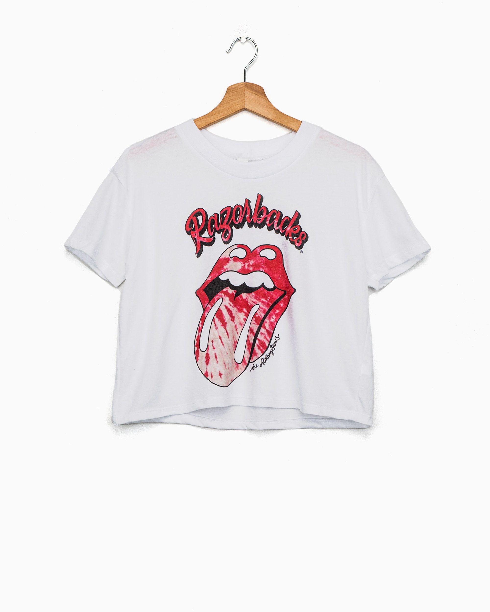 Rolling Stones Razorbacks Tie Dye Lick White Cropped Tee (4522445439079)