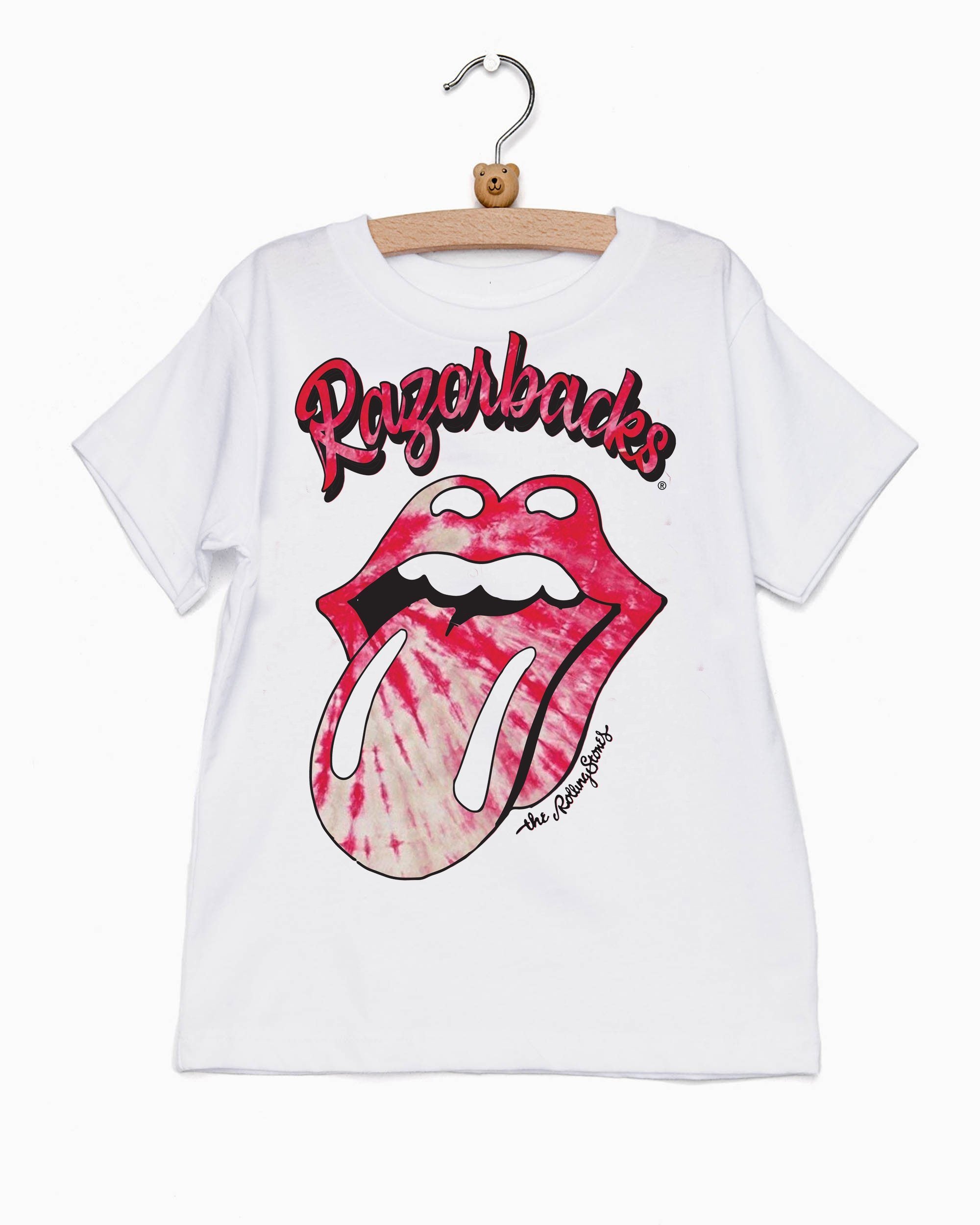 Children's Rolling Stones Razorbacks Tie Dye Lick White Tee - shoplivylu