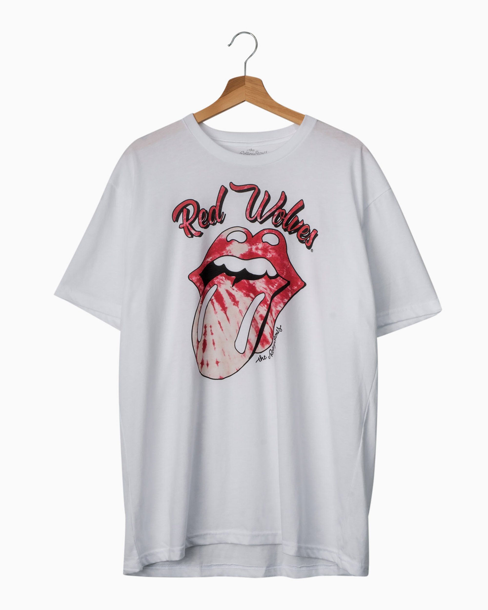 Rolling Stones Red Wolves Tie Dye Lick White Tee - shoplivylu