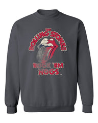 Rolling Stones Rock 'Em Hogs Off Black Thrifted Sweatshirt - shoplivylu