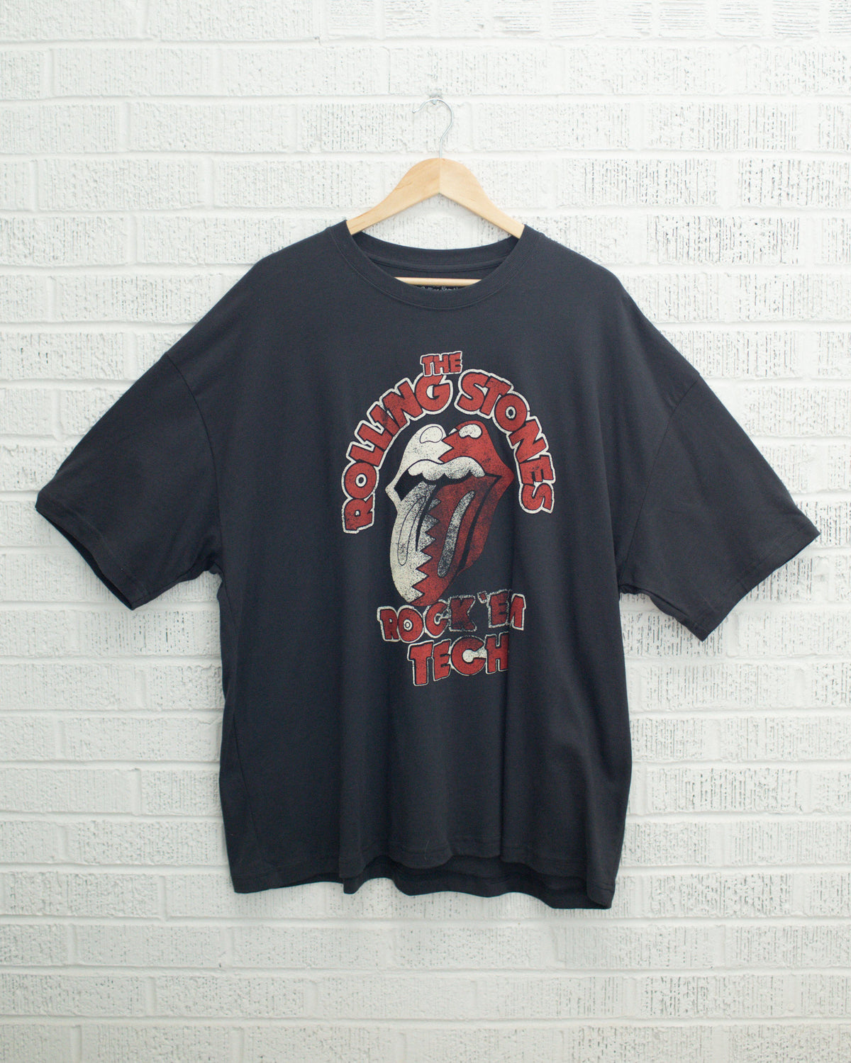 Rolling Stones Rock 'Em Texas Tech Off Black Oversized Tee - shoplivylu