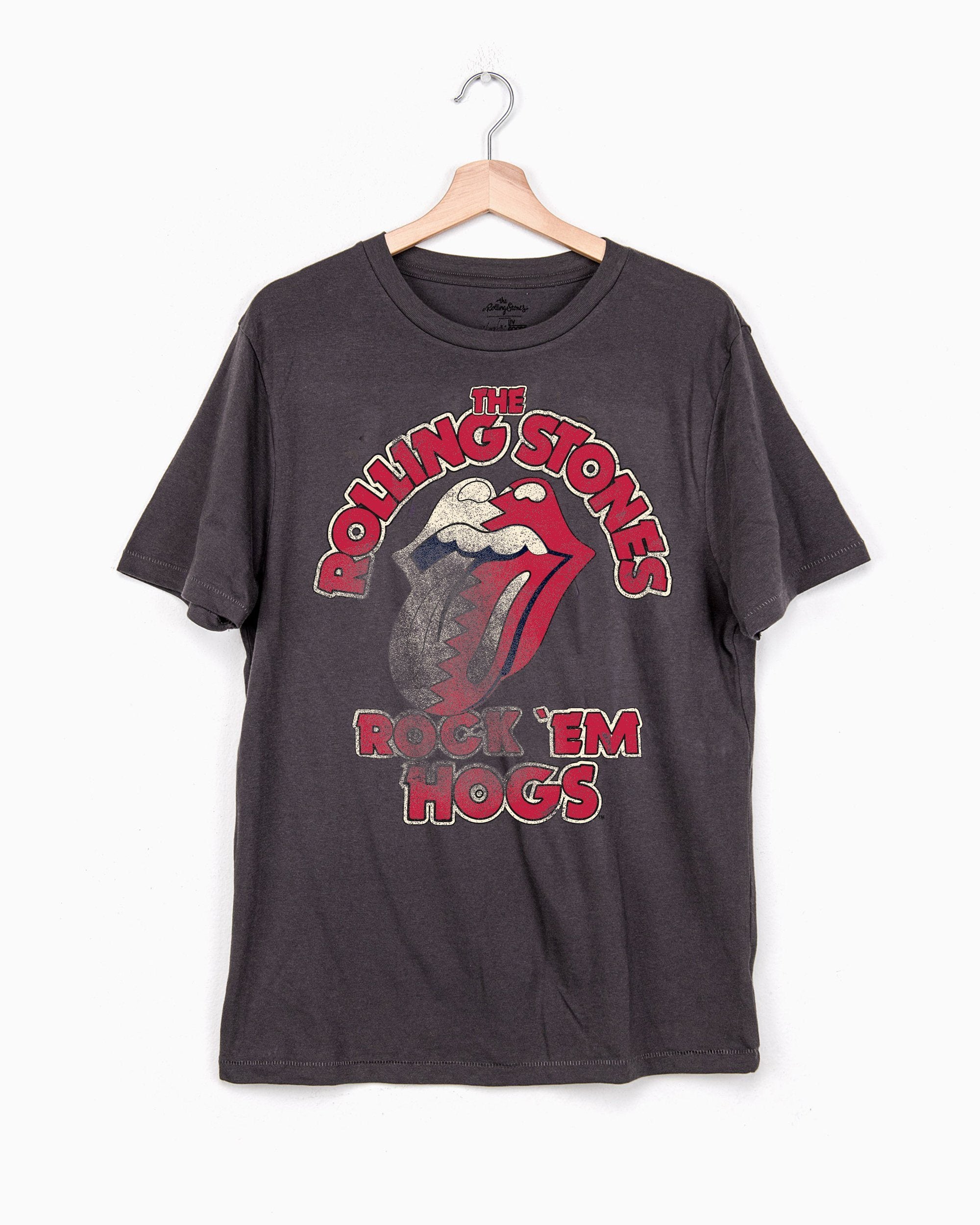 Rolling Stones Rock 'Em Hogs Charcoal Thrifted Tee - shoplivylu