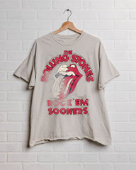 Rolling Stones Rock 'Em Sooners Off White Thrifted Tee - shoplivylu