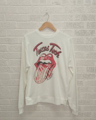 Rolling Stones Texas Tech Tie Dye Lick White Sweatshirt - shoplivylu