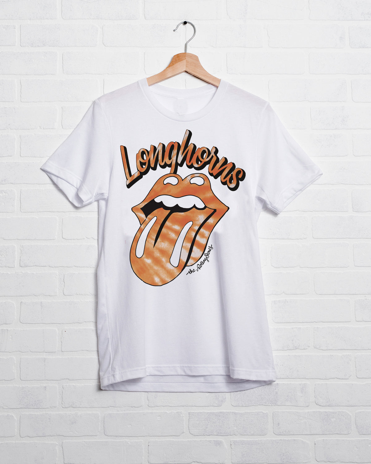 Rolling Stones Longhorns Tie Dye Lick White Tee - shoplivylu