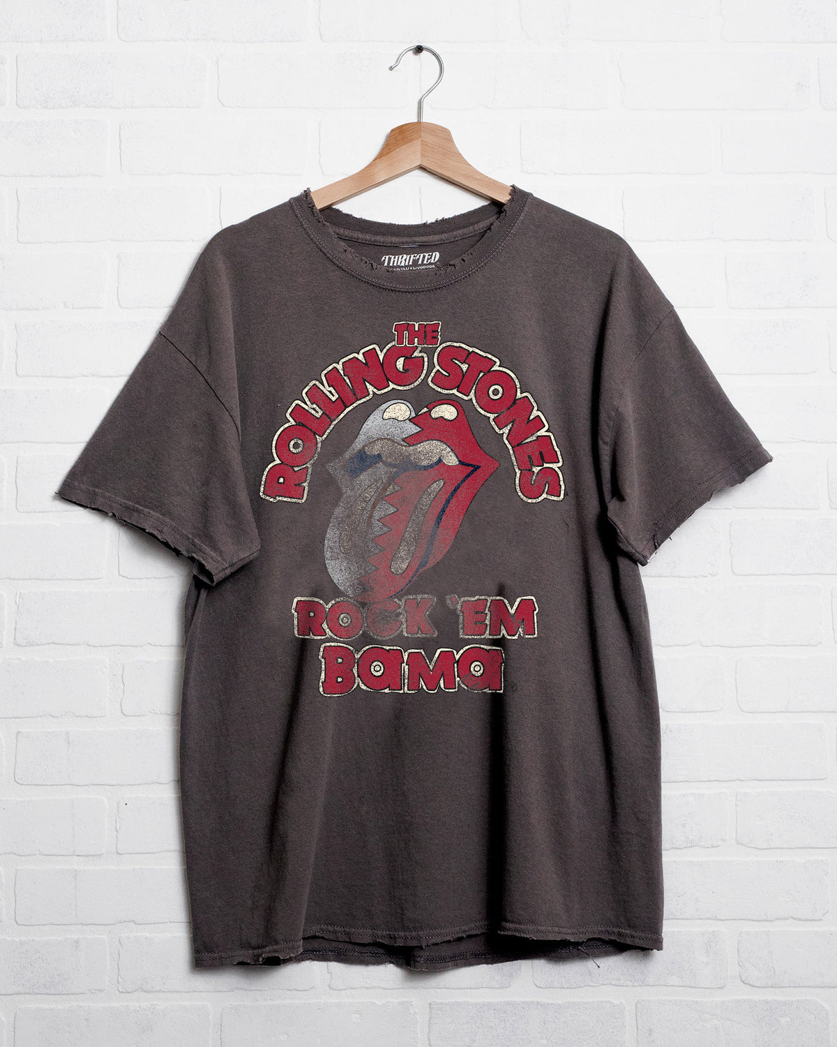 Rolling Stones Rock 'Em University of Alabama Charcoal Thrifted Tee - shoplivylu
