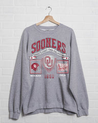 OU Sooners Prep Patch Gray Thrifted Sweatshirt - shoplivylu