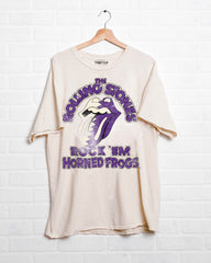 Rolling Stones Rock 'Em TCU Horned Frogs Off White Thrifted Tee