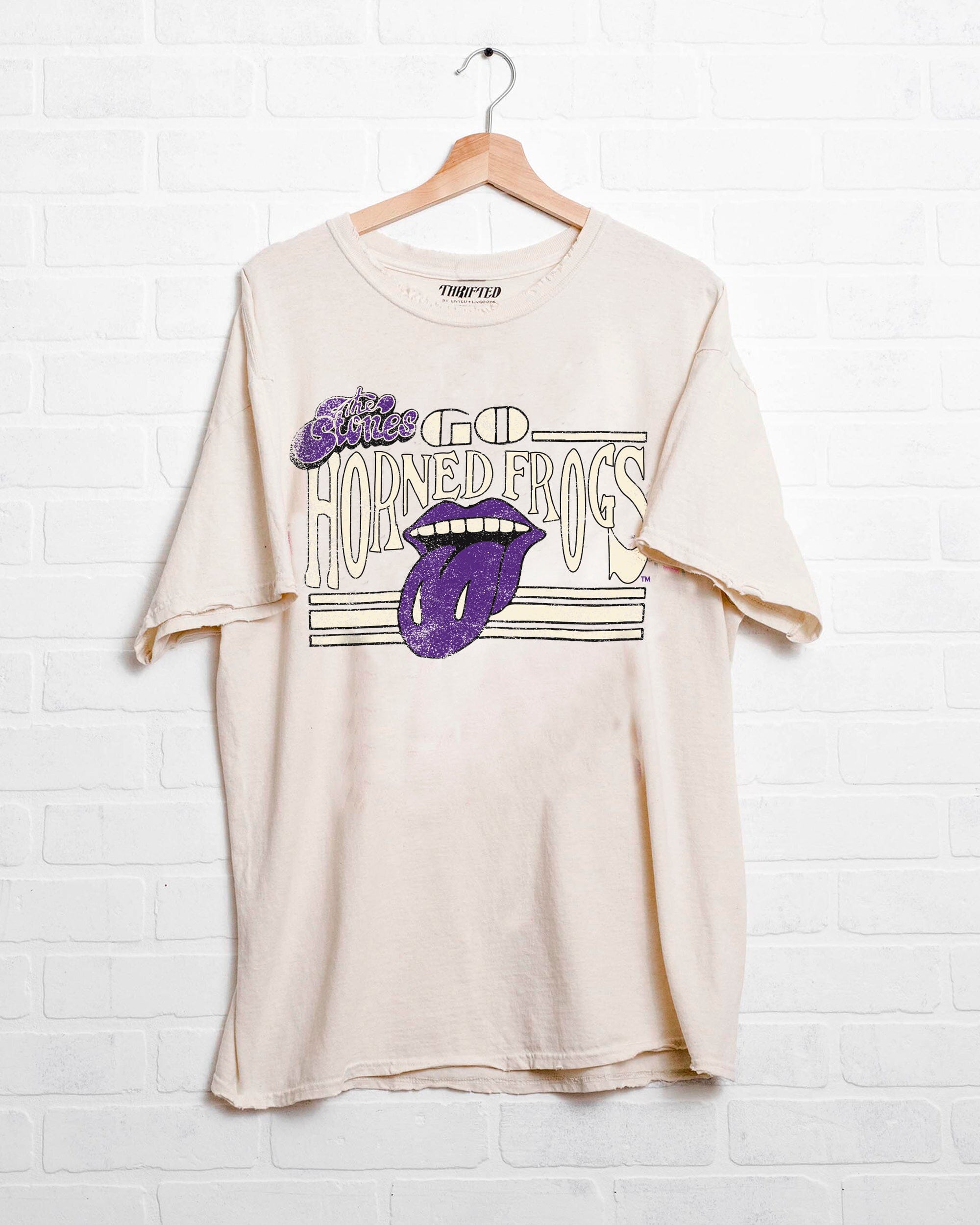 Rolling Stones TCU Horned Frogs Stoned Off White Thrifted Tee