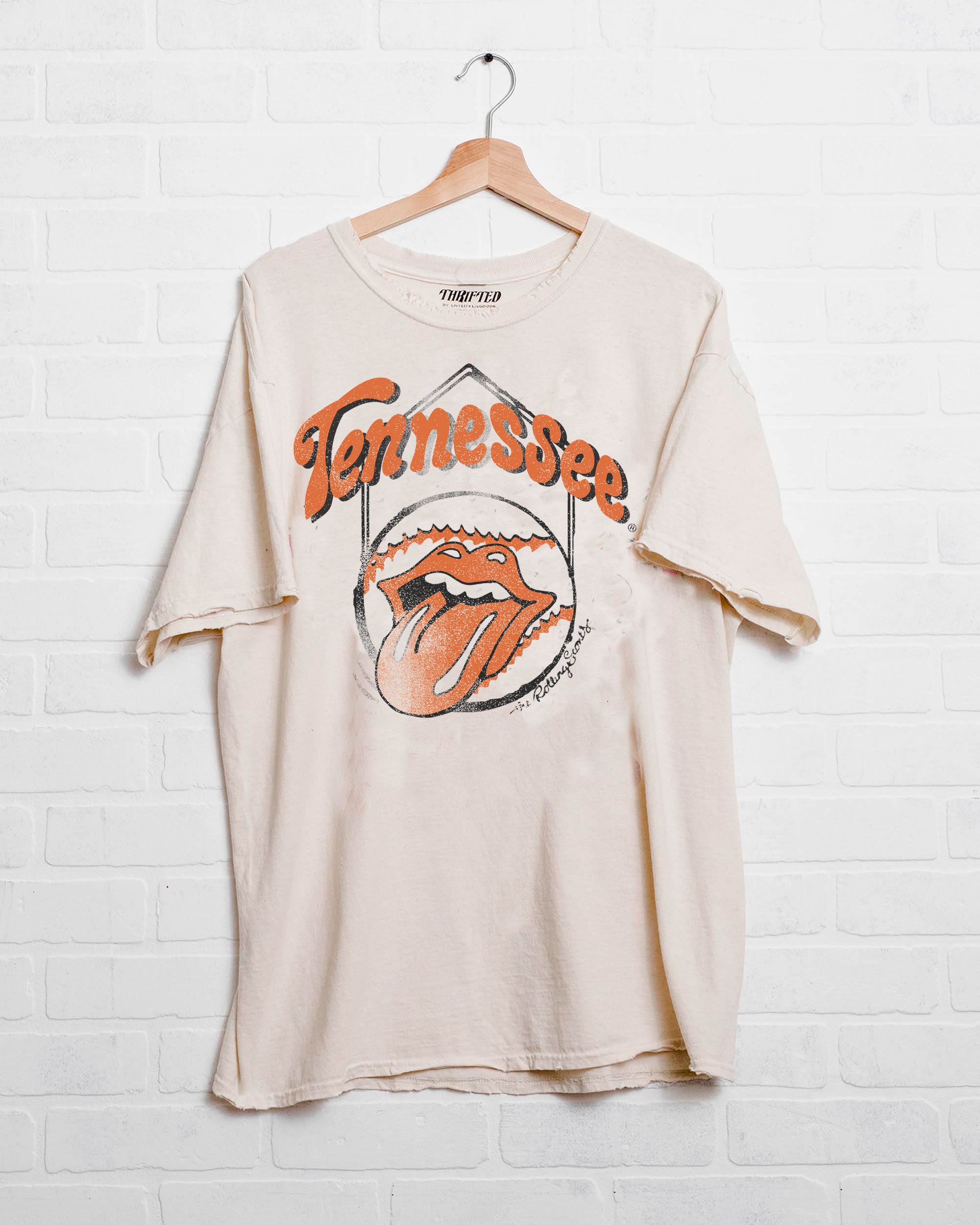Rolling Stones Volunteers Home Plate Off White Thrifted Tee - shoplivylu