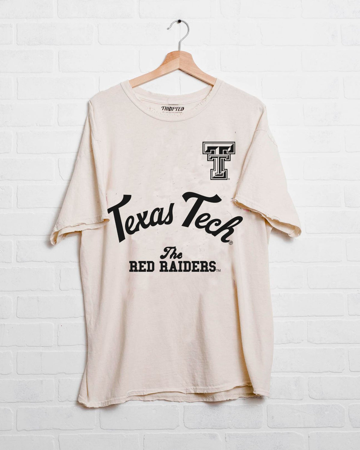 Texas Tech Quality Off White Thrifted Tee - shoplivylu