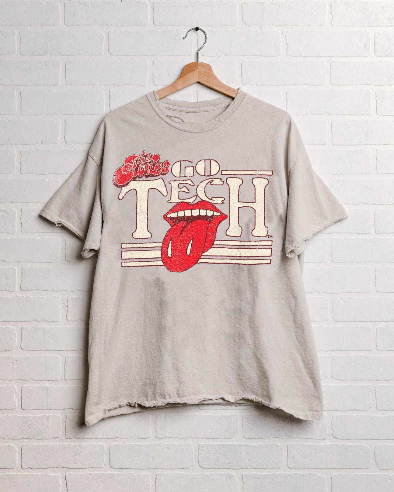Rolling Stones Texas Tech Stoned Off White Thrifted Tee - shoplivylu