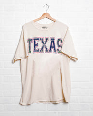 Texas Plaid Arch (Pink Outline) Off White Thrifted Tee - shoplivylu