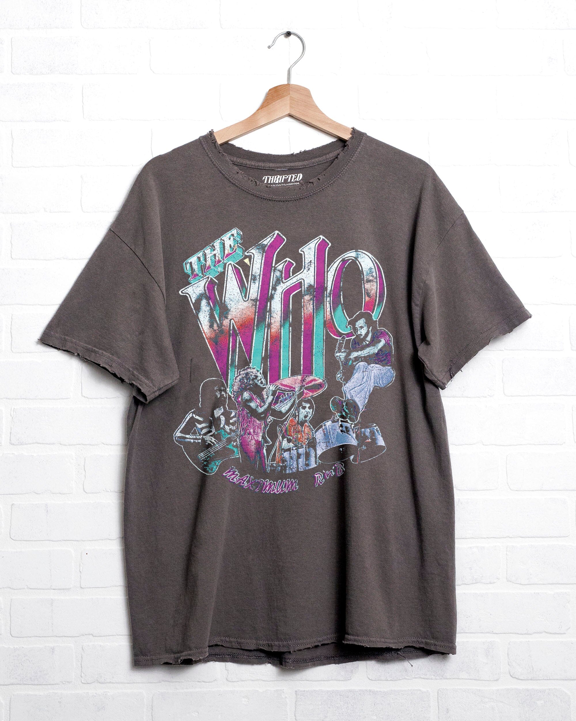 The Who Max R&B Charcoal Thrifted Distressed Tee - shoplivylu