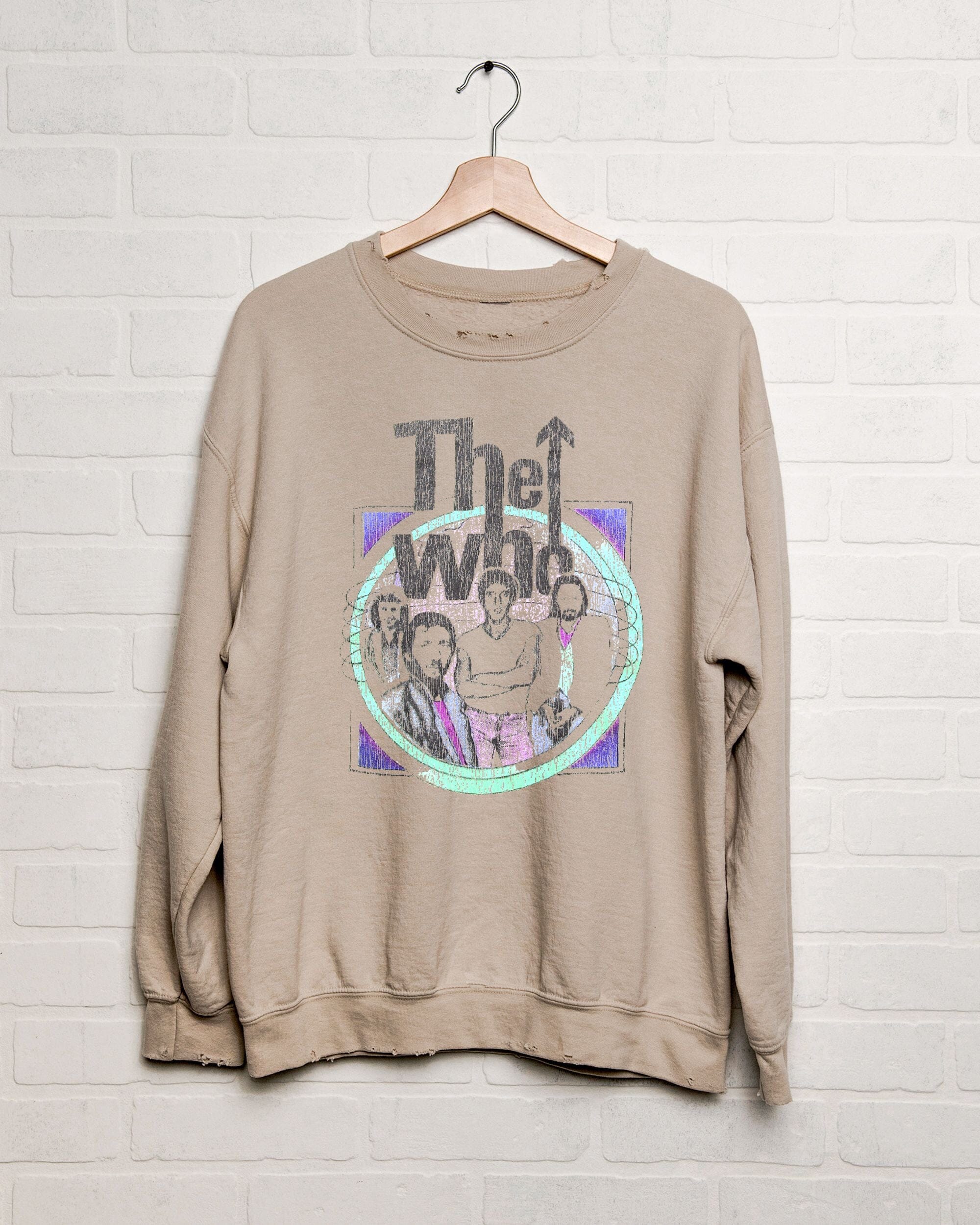 The Who Pastels Sand Thrifted Sweatshirt - shoplivylu