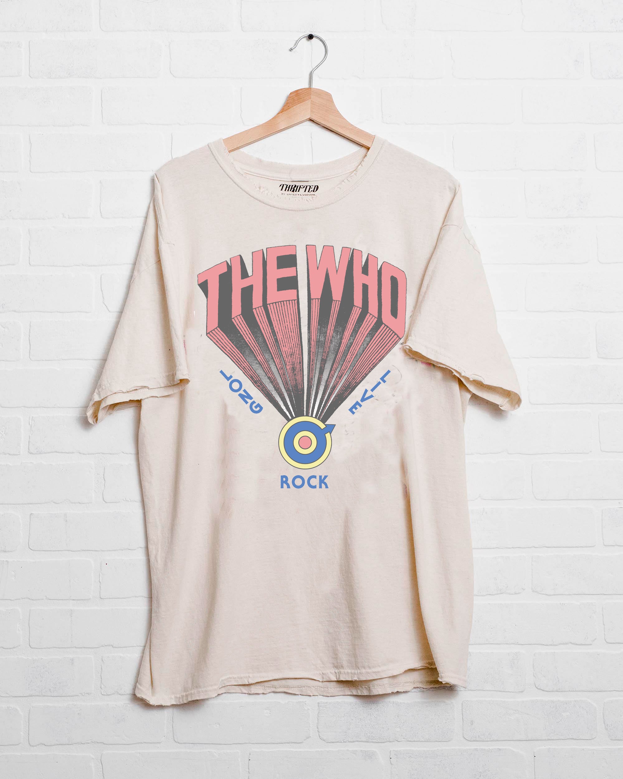 The Who Long Live Rock Off White Thrifted Distressed Tee - shoplivylu