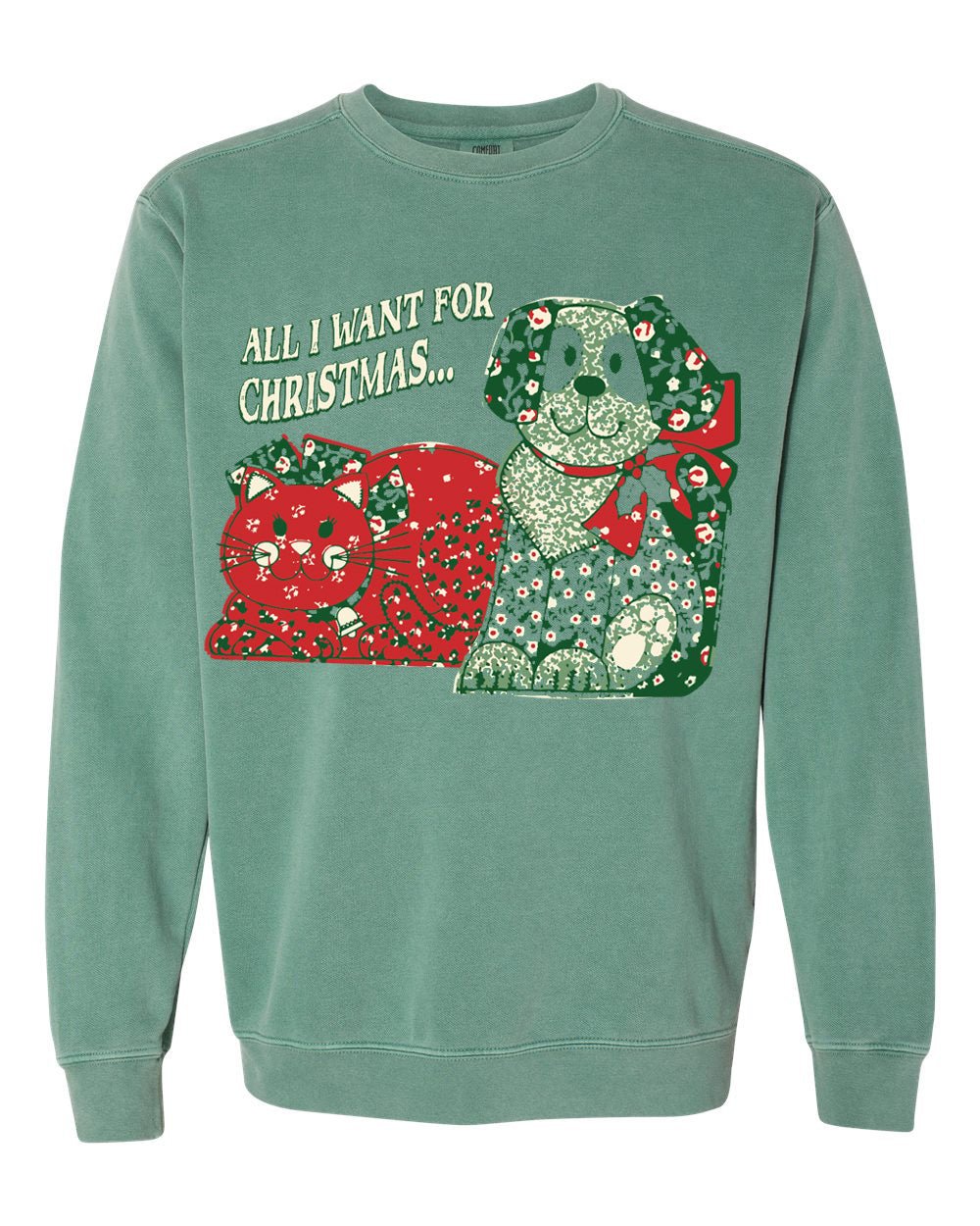 All I Want For Christmas Light Green Sweatshirt - shoplivylu