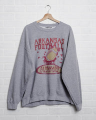 Arkansas Football Party Gray Thrifted Sweatshirt - shoplivylu