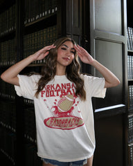 Arkansas Football Party Off White Thrifted Tee - shoplivylu