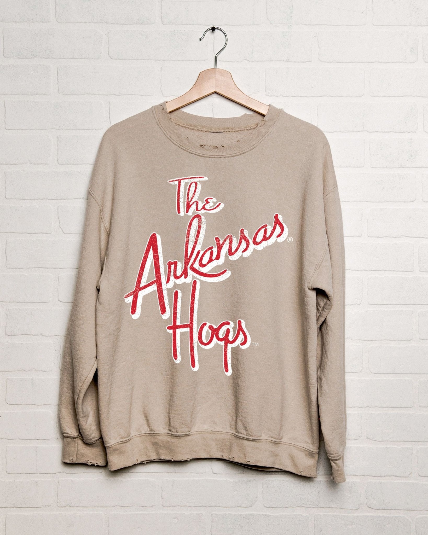 Arkansas Razorbacks Beverly Sand Thrifted Sweatshirt - shoplivylu