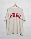 Arkansas Razorbacks Filled Gault Off White Thrifted Tee - shoplivylu