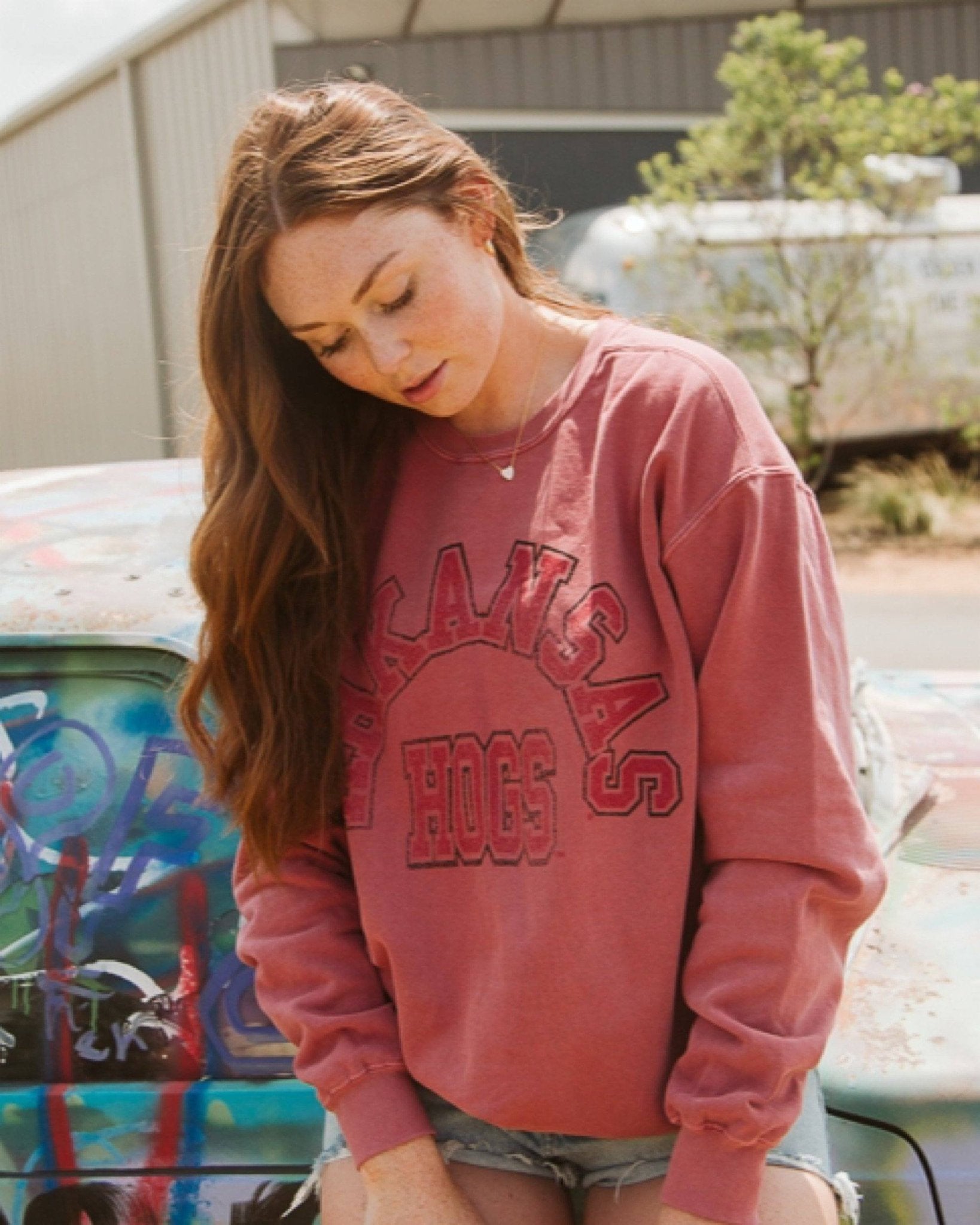 Arkansas Razorbacks Mega Arch Cardinal Sweatshirt - shoplivylu
