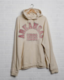 Arkansas Razorbacks Mega Arch Off White Oversized Hoodie - shoplivylu