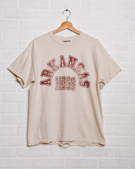 Arkansas Razorbacks Mega Arch Off White Thrifted Tee - shoplivylu