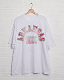 Arkansas Razorbacks Mega Arch White One Size Tee - shoplivylu