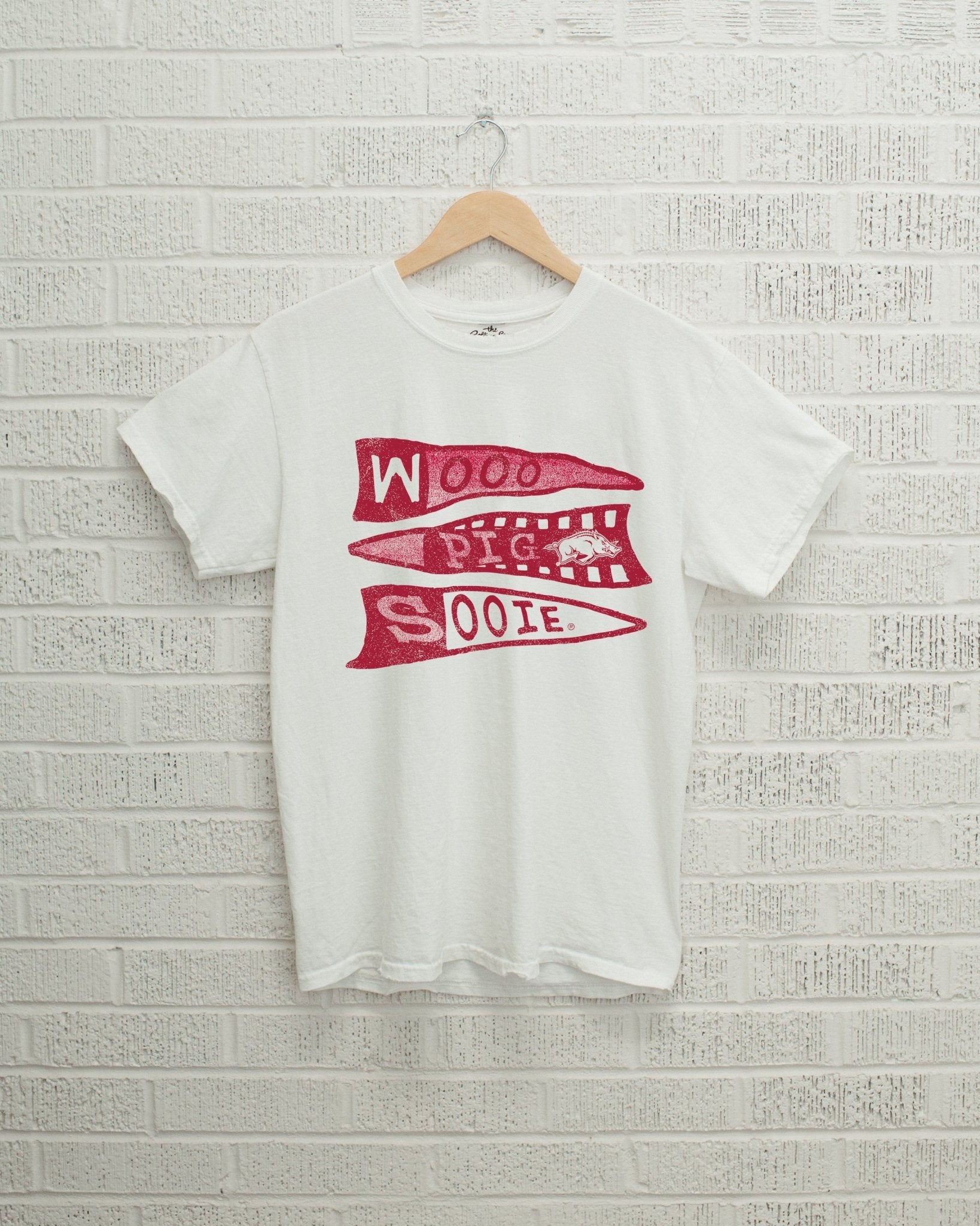 Arkansas Razorbacks Pennant White Tee - shoplivylu